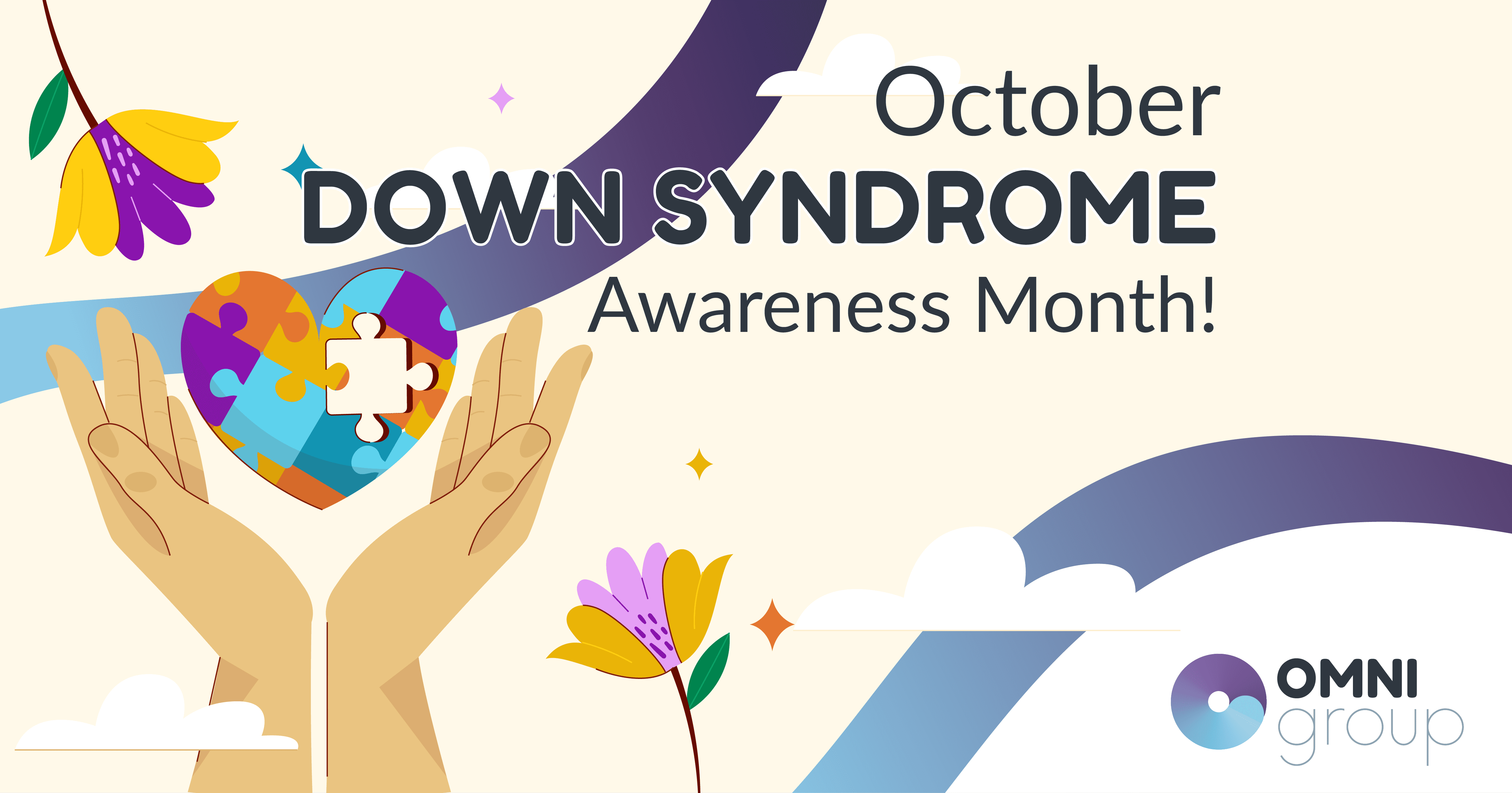 October, Down Syndrome Awareness Month celebration illustration.